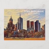 Melbourne Australia Skyline Watercolor Art Postkarte (Vorderseite)