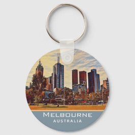 Melbourne Australia Skyline Watercolor Art Schlüsselanhänger