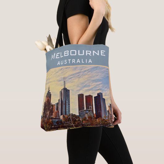 Melbourne Australia Skyline Watercolor Art Tasche (Von Nahem)