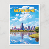 Melbourne Australia Vintage Illustration Postkarte (Vorderseite)