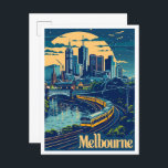 Melbourne Australia Vintage Travel Illustration Postkarte<br><div class="desc">Melbourne Australia Art Vintage - Illustration</div>