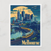 Melbourne Australia Vintage Travel Illustration Postkarte (Vorderseite)