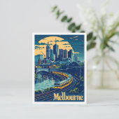 Melbourne Australia Vintage Travel Illustration Postkarte (Stehend Vorderseite)