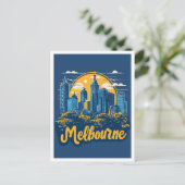 Melbourne Australia Vintage Travel Illustration Postkarte (Stehend Vorderseite)