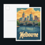 Melbourne Australia Vintage Travel Illustration Postkarte<br><div class="desc">Melbourne Australia Art Vintage - Illustration</div>