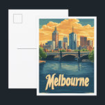 Melbourne Australia Vintage Travel Illustration Postkarte<br><div class="desc">Melbourne Australia Art Vintage - Illustration</div>