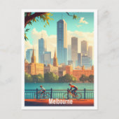 Melbourne Australia Vintage Travel Illustration Postkarte (Vorderseite)
