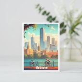 Melbourne Australia Vintage Travel Illustration Postkarte (Stehend Vorderseite)