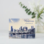 Melbourne Australia Watercolor Art Postkarte (Stehend Vorderseite)