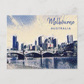 Melbourne Australia Watercolor Art Postkarte (Vorderseite)