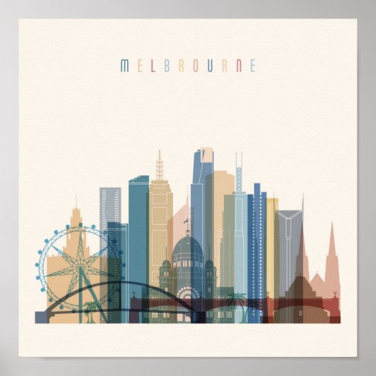 Melbourne, Australien | City Skyline Poster (Vorne)