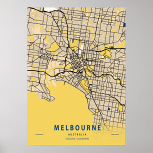 Melbourne - Australien Gelbe Karte Poster