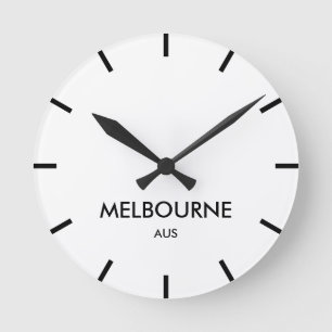 Melbourne Australien minimalistische Zeitzone Runde Wanduhr