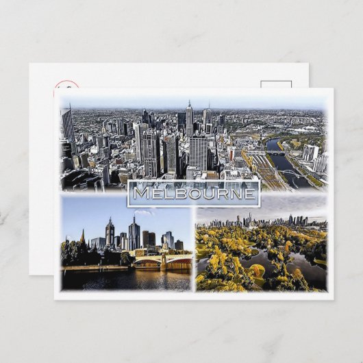 Melbourne - Australien - Mosaik - Postkarte (Vorne/Hinten)