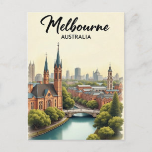 Melbourne Australien Reise Kunst Vintage Postkarte