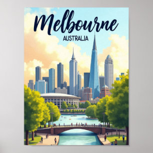 Melbourne Australien Reise Künstlerisch Vintage Poster