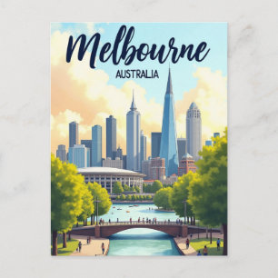 Melbourne Australien Reise Künstlerisch Vintage Postkarte