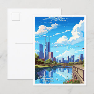 Melbourne Australien Reise Vintage-Illustration Postkarte