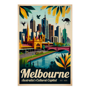 Melbourne Australien Retro-Reiseposter-Kunst Poster