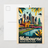 Melbourne Australien Retro-Reiseposter-Kunst Postkarte (Vorne/Hinten)