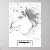 Melbourne, Australien (schwarz auf weiß, Brauch) Poster (Vorne)