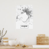 Melbourne, Australien (schwarz auf weiß, Brauch) Poster (Küche)