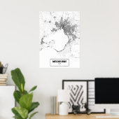 Melbourne, Australien (schwarz auf weiß, Brauch) Poster (Heimbüro)