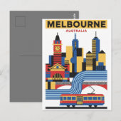 Melbourne Australien Skyline Reise Postkarte (Vorne/Hinten)