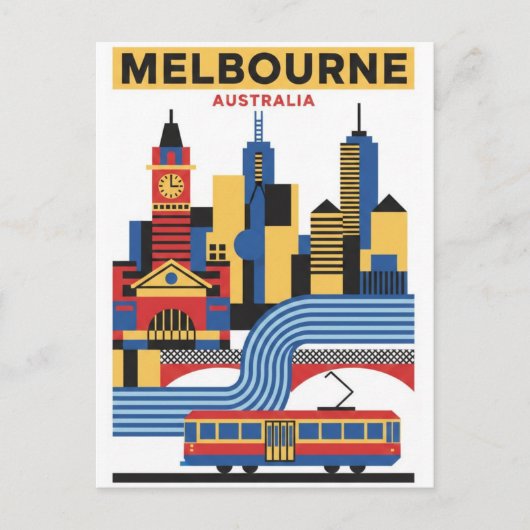 Melbourne Australien Skyline Reise Postkarte (Vorderseite)