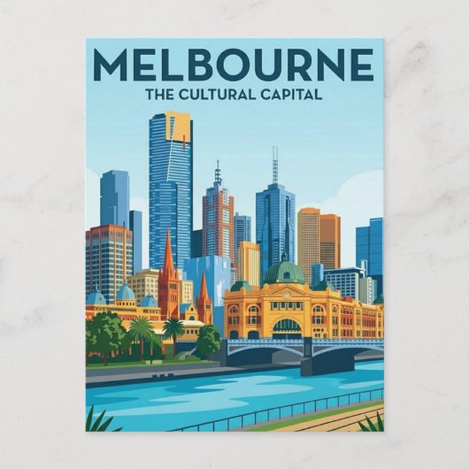 Melbourne Australien Skyline Reise Postkarte (Vorderseite)