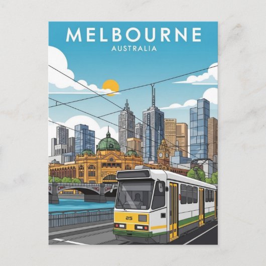 Melbourne Australien Skyline Reise Postkarte (Vorderseite)