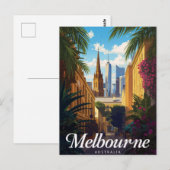 Melbourne Australien Skyline Retro Reise Postkarte (Vorne/Hinten)