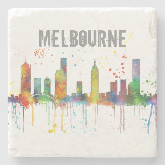 MELBOURNE, AUSTRALIEN SKYLINE - SteinUntersetzer (Vorderseite)