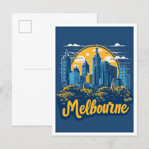 Melbourne Australien Vintage-Reiseillustration Postkarte
