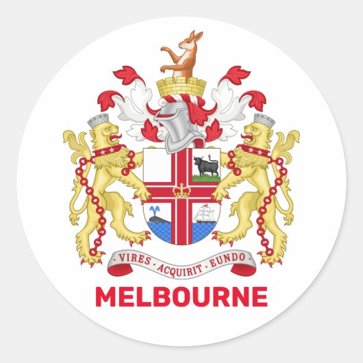 Melbourne, Australien - Wappen Runder Aufkleber (Vorderseite)
