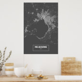 Melbourne, Australien (weiß auf schwarz) Poster (Küche)