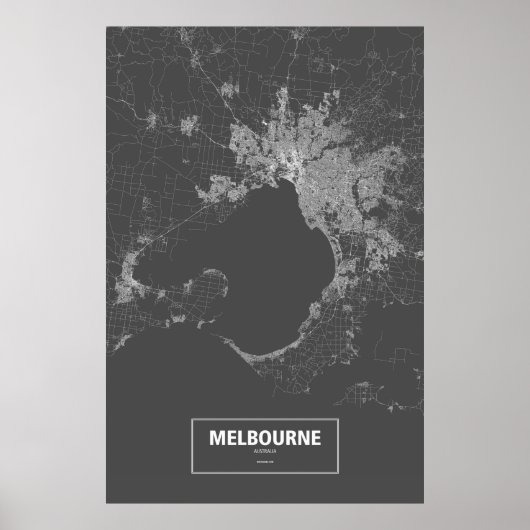 Melbourne, Australien (weiß auf schwarz) Poster (Vorne)