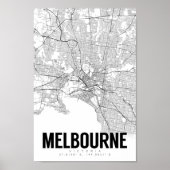 Melbourne Austrlaia Minimalistisch Map Art Poster (Vorne)