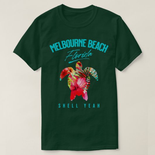 Melbourne Beach Florida Tropischer Hibiskus Blume T-Shirt (Design vorne)