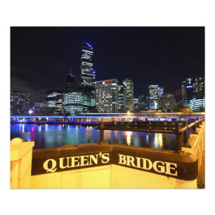 Melbourne CBD Queens Bridge City Lights Fotodruck