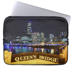 Melbourne CBD Queens Bridge City Lights Laptopschutzhülle