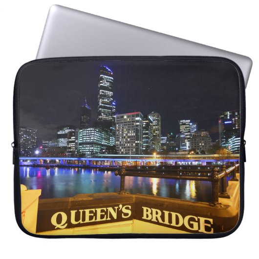 Melbourne CBD Queens Bridge City Lights Laptopschutzhülle (Vorderseite)