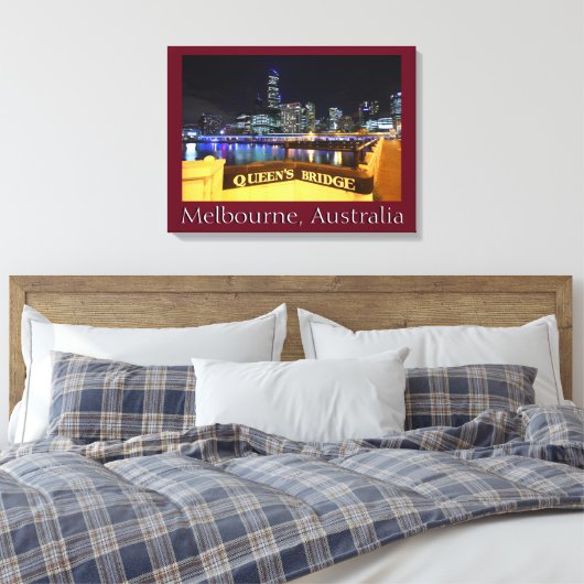Melbourne CBD Queens Bridge City Lights Leinwanddruck (Insitu (Schlafzimmer))