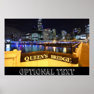 Melbourne CBD Queens Bridge Stadtlichter Poster
