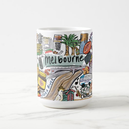 Melbourne City Illustration Mug, White Kaffeetasse (Mittel)