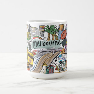 Melbourne City Illustrationsbecher, Weiß Kaffeetasse