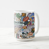 Melbourne City Illustrationsbecher, Weiß Kaffeetasse (VorderseiteRechts)