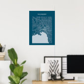 Melbourne Dark Blue City Map Poster (Heimbüro)