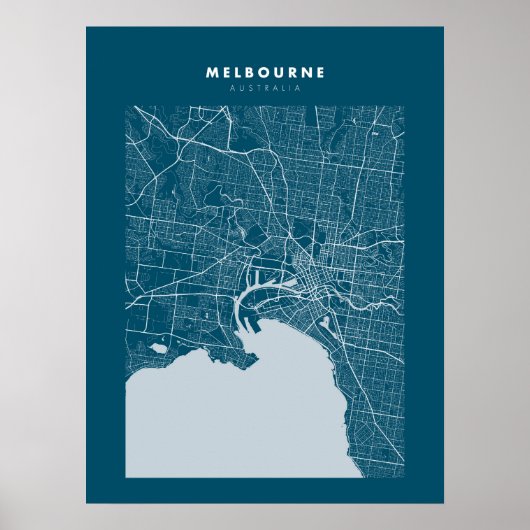 Melbourne Dark Blue City Map Poster (Vorne)
