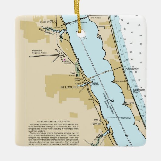 Melbourne Florida Chart Keramikornament (Vorderseite)
